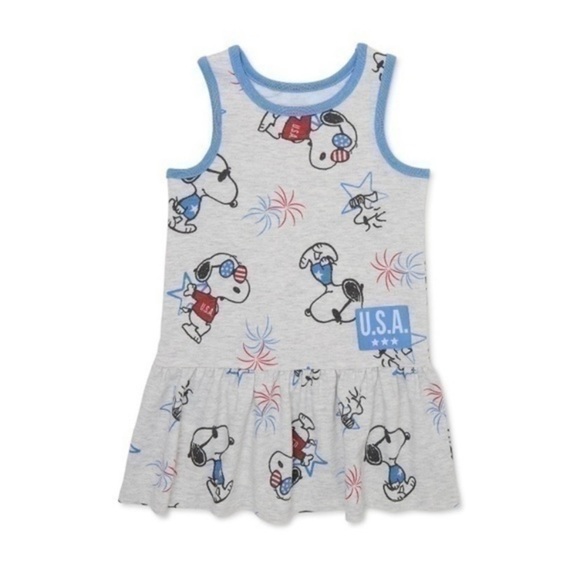NWT. PEANUTS Girls’ Snoopy and Woodstock USA Dress - Picture 2 of 4